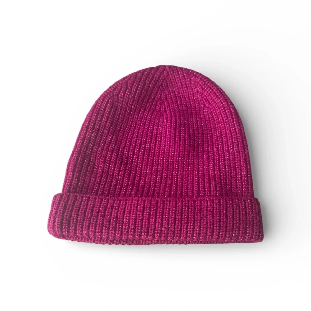 Kate Spade New York Pink Knit Beanie Velvet Bow Cuffed Winter Hat One Size